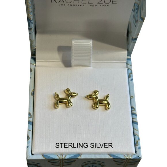 NEW Gold Over 925 Sterling Silver Fun Balloon Dog Stud Earrings - Picture 2 of 4